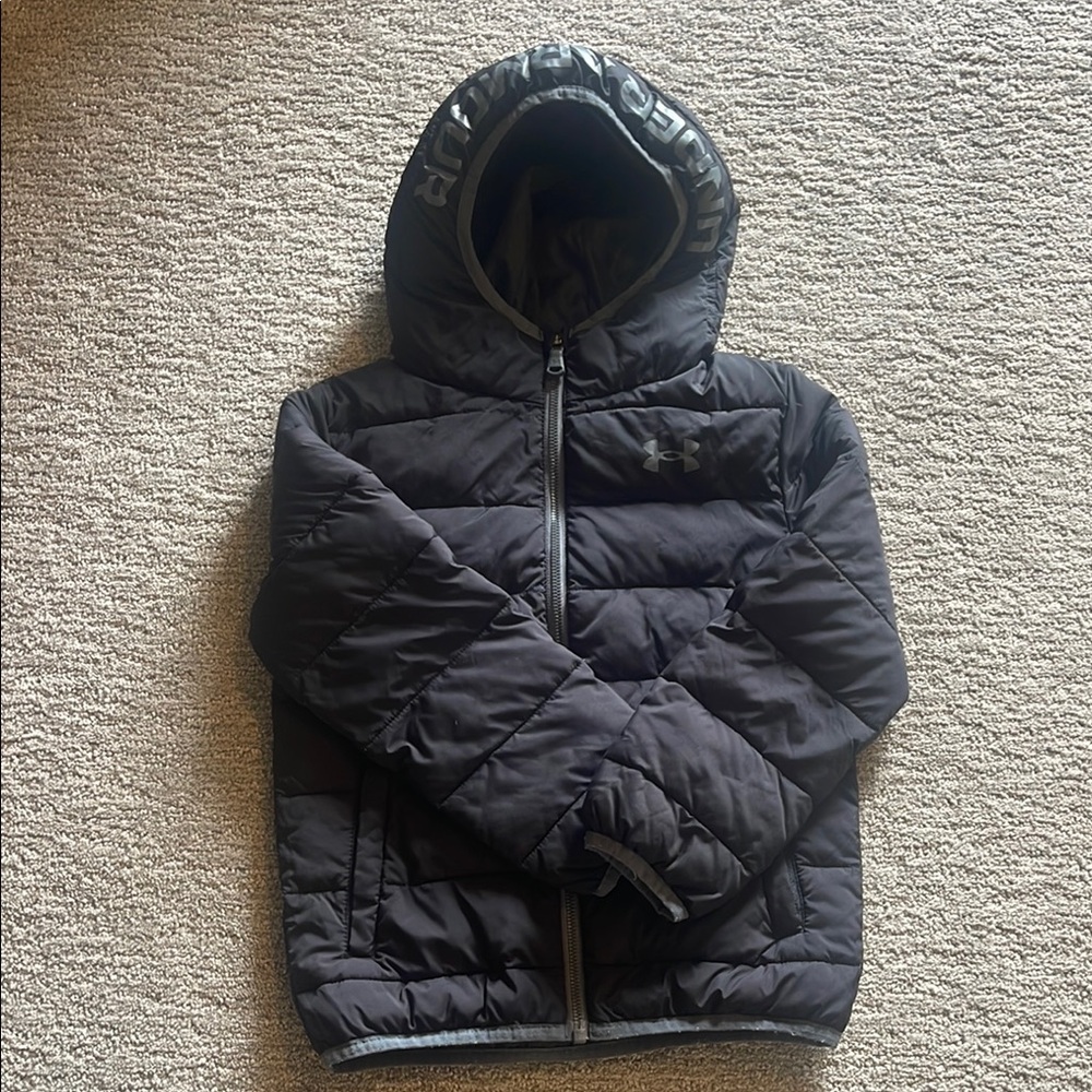 Under Armour Black Hooded Puffer Jacket for Kids